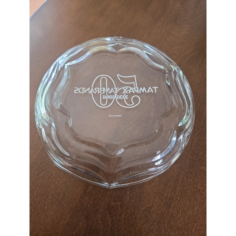 Vintage Tiffany & Co Tampax Tambrands 50th Anniversary Crystal‎ Glass Candy Dish - Picture 2 of 4